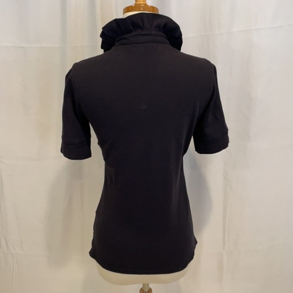 Burberry ruffle collar polo - Black knit five button - Size M - Picture 3 of 13